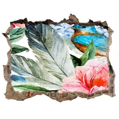 Finto buco nel muro 3D Paradiso tropicale con un uccello