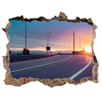 Finto buco nel muro 3D Tramonto sulla strada