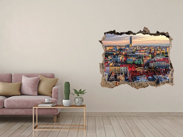 Sticker buco nel muro Una vista a volo d'uccello della città