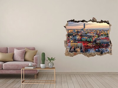 Sticker buco nel muro Una vista a volo d'uccello della città