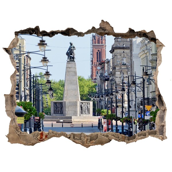 Adesivo buco nel muro Via con monumento