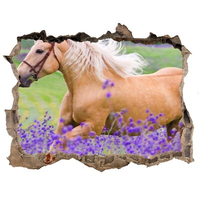 Finto buco nel muro 3D Un cavallo in un campo di lavanda