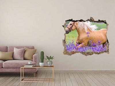Finto buco nel muro 3D Un cavallo in un campo di lavanda