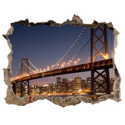 Adesivo buco nel muro Il ponte di San Francisco di notte