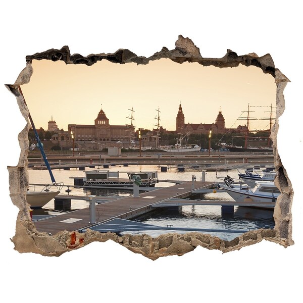 Sticker buco nel muro Il porto al tramonto