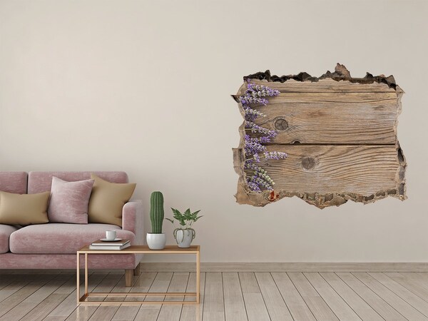 Finto buco nel muro 3D Fiori di lavanda in una scatola di legno