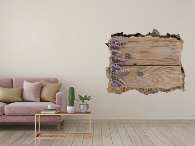 Finto buco nel muro 3D Fiori di lavanda in una scatola di legno