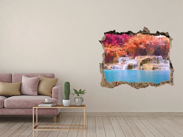 Finto buco nel muro 3D Cascata tra gli alberi autunnali