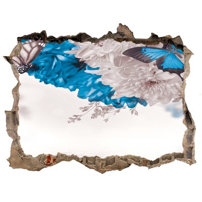 Finto buco nel muro 3D Paesaggio floreale con farfalle