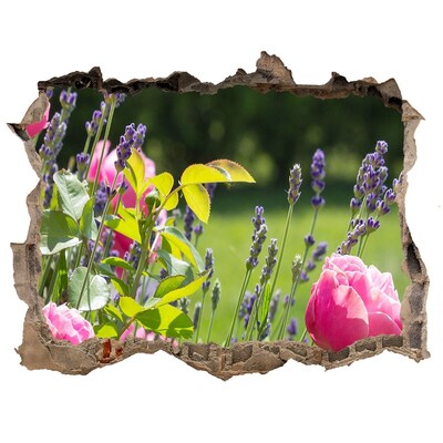 Sticker buco nel muro Un paradiso di fiori dietro il muro