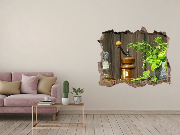 Finto buco nel muro 3D Angolo delle erbe aromatiche in cucina