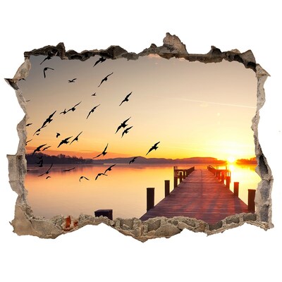 Sticker buco nel muro Tramonto sul lago
