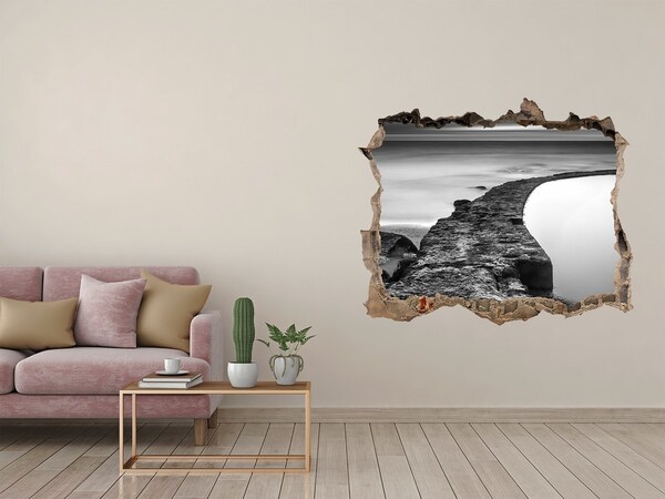 Finto buco nel muro 3D Viale di pietra in riva al mare