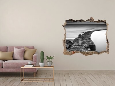 Finto buco nel muro 3D Viale di pietra in riva al mare