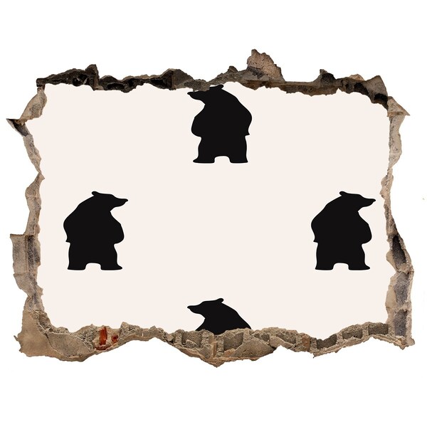 Finto buco nel muro 3D Orsi neri contro un muro in rovina