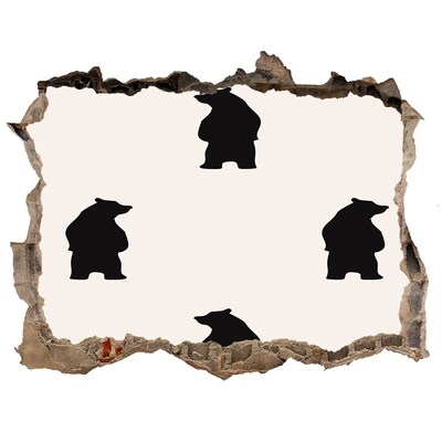 Finto buco nel muro 3D Orsi neri contro un muro in rovina