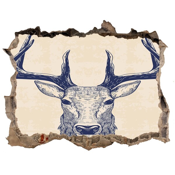 Adesivo buco nel muro Un cervo che si muove in un buco nel muro