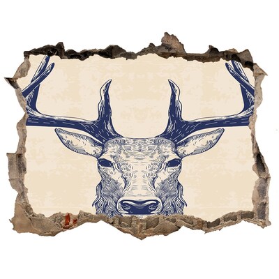 Adesivo buco nel muro Un cervo che si muove in un buco nel muro