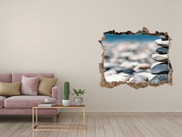 Finto buco nel muro 3D Pietre sulla spiaggia