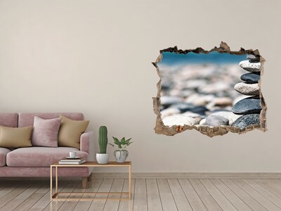 Finto buco nel muro 3D Pietre sulla spiaggia