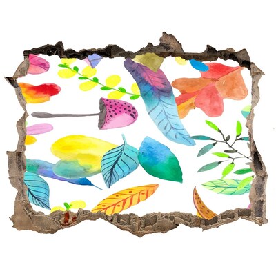 Adesivo buco nel muro Murale floreale attraverso un buco nel muro