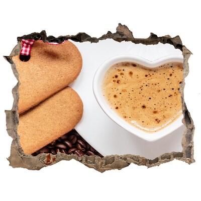 Finto buco nel muro 3D Caffè con biscotti