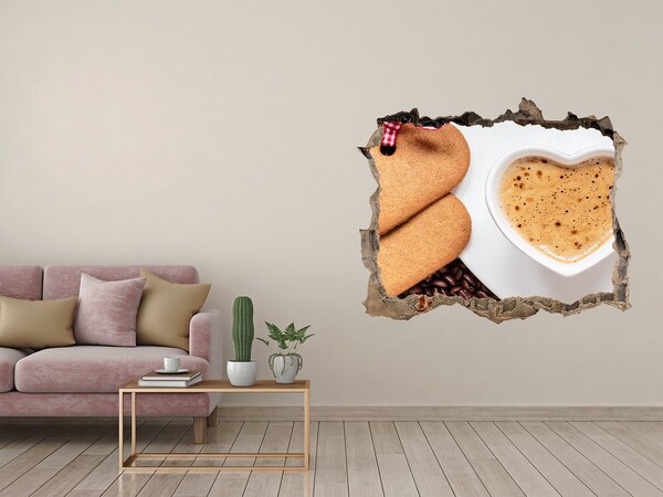 Finto buco nel muro 3D Caffè con biscotti