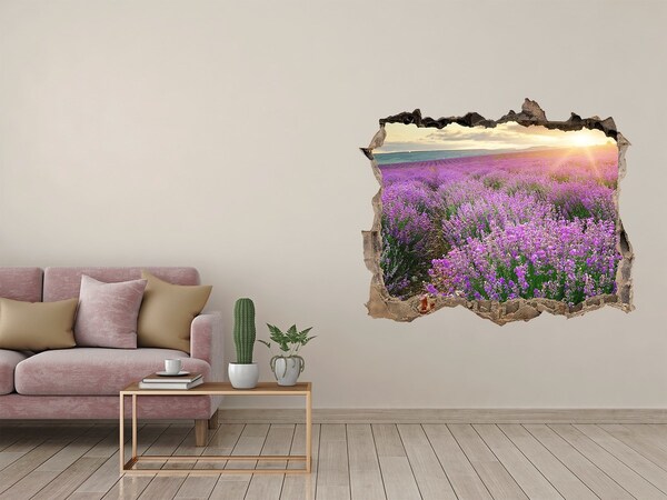 Finto buco nel muro 3D Campo di lavanda all'alba