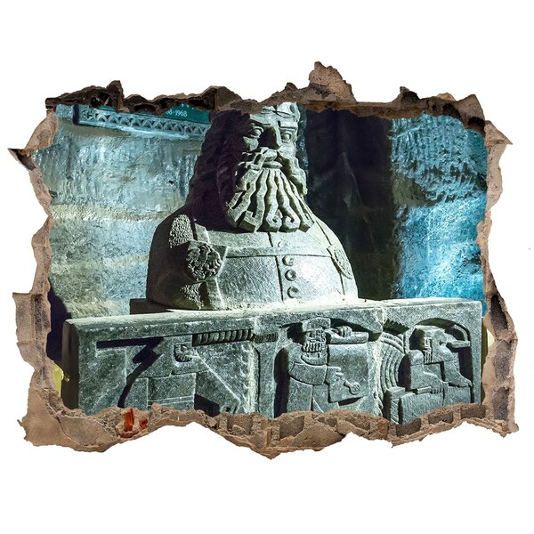 Finto buco nel muro 3D Antica scultura rupestre