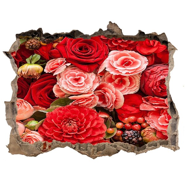 Adesivo buco nel muro Esplosione floreale nel cemento