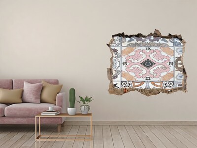 Finto buco nel muro 3D Un pavimento usurato con piastrelle colorate