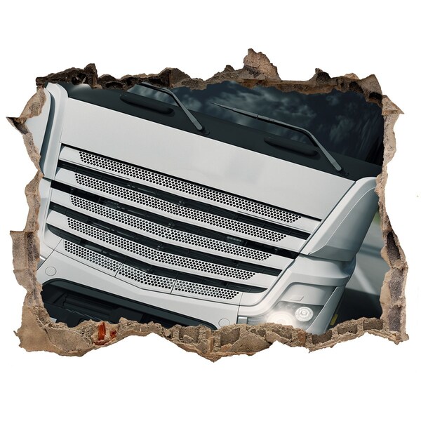 Adesivo buco nel muro Muro in rovina con un camion