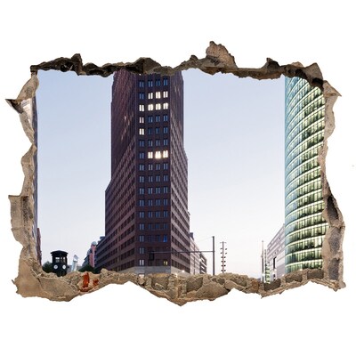 Sticker buco nel muro Veduta della città moderna