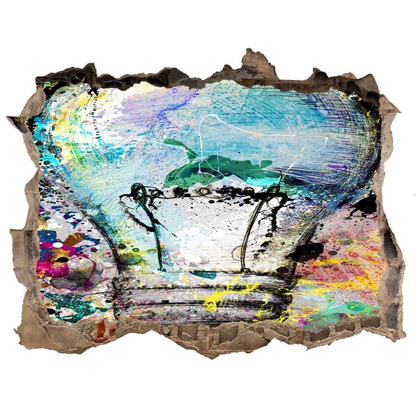 Adesivo buco nel muro Un muro danneggiato con una lampada