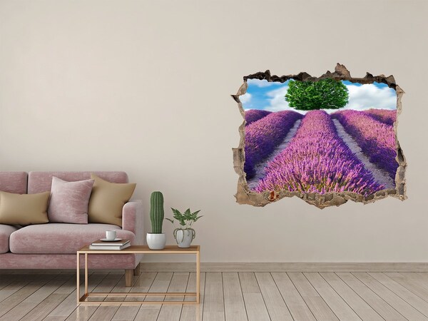 Finto buco nel muro 3D Campo di lavanda dietro il muro