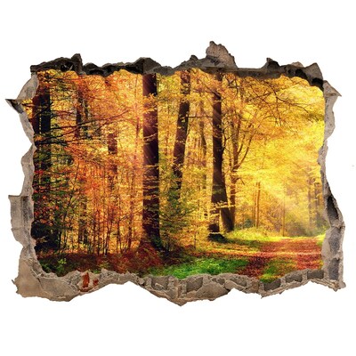 Adesivo buco nel muro Autunno dorato nella foresta