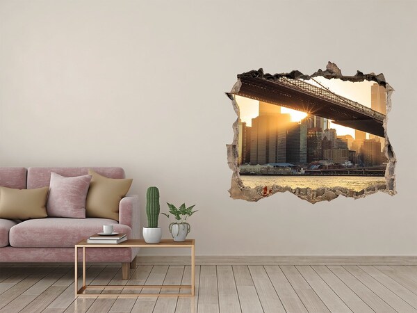 Sticker buco nel muro Ponte al tramonto