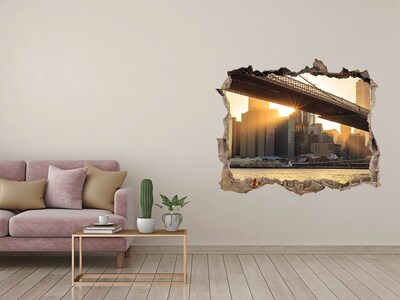 Sticker buco nel muro Ponte al tramonto