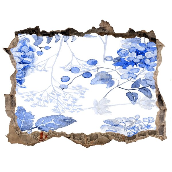 Finto buco nel muro 3D Vista di fiori attraverso un buco nel muro