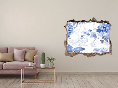 Finto buco nel muro 3D Vista di fiori attraverso un buco nel muro