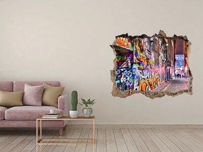 Adesivo buco nel muro Una strada piena di graffiti