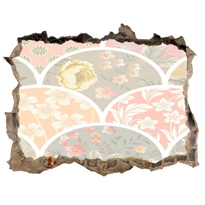 Adesivo buco nel muro Motivo floreale dietro un muro danneggiato