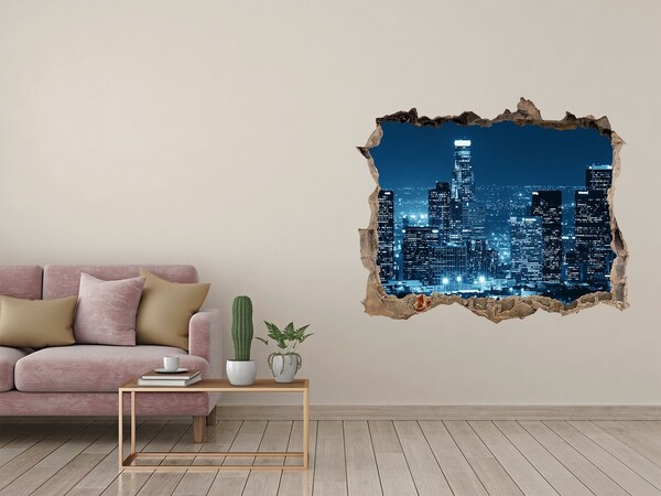 Adesivo buco nel muro Vista notturna di Los Angeles
