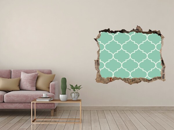 Sticker buco nel muro Mosaico verde sullo sfondo di un muro danneggiato.