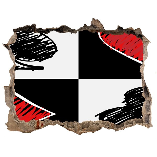 Adesivo buco nel muro Muro spezzato con dettagli rossi