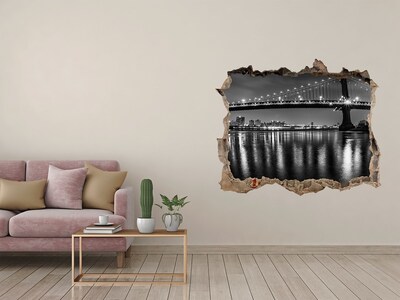 Sticker buco nel muro Il ponte di Manhattan di notte