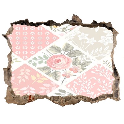 Adesivo buco nel muro Motivo floreale su sfondo di cemento