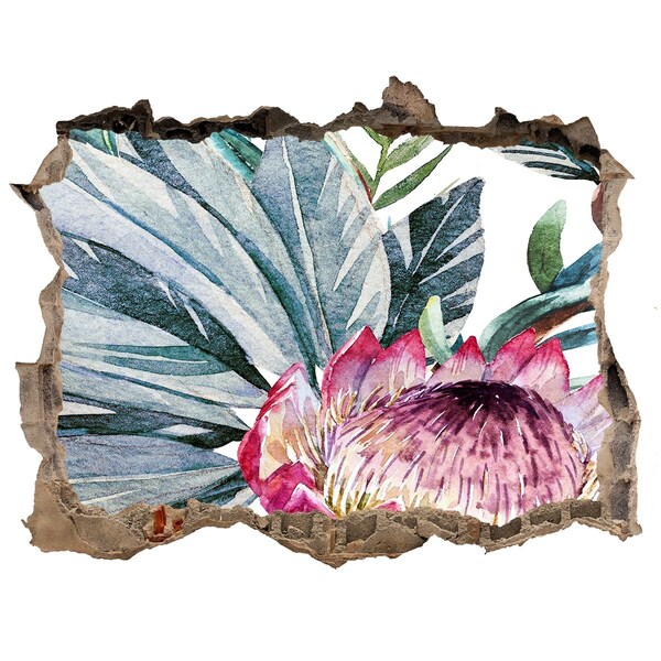 Sticker buco nel muro Un paradiso floreale tra le foglie