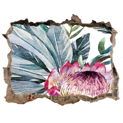 Sticker buco nel muro Un paradiso floreale tra le foglie