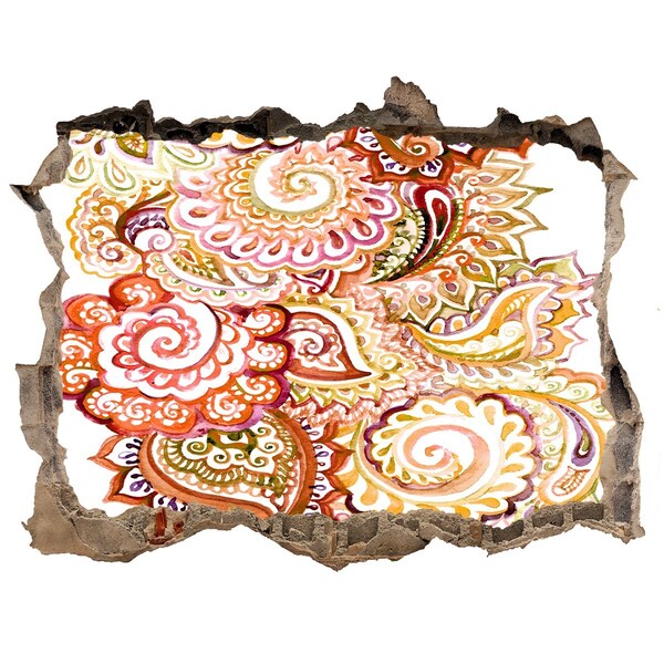 Adesivo buco nel muro Motivi colorati su uno sfondo di cemento